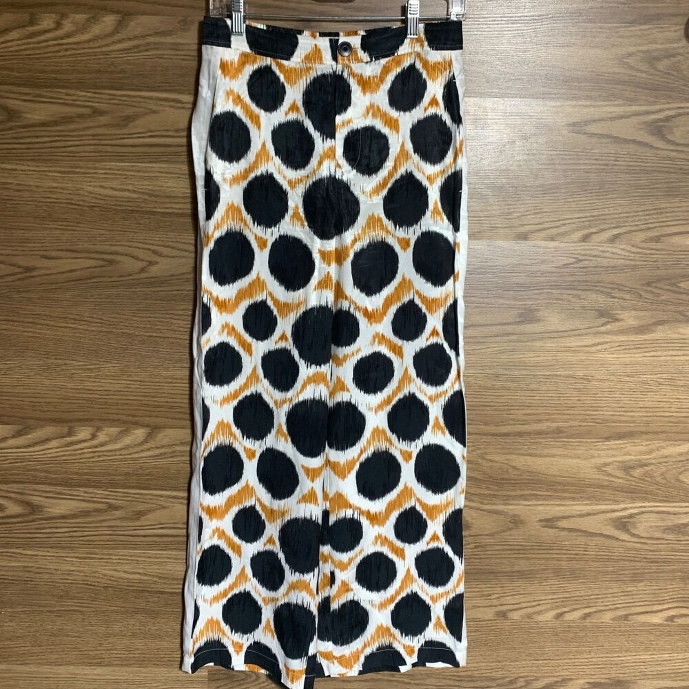 Anthropologie Maeve Wide Legged Pants Women's Size 8 Viscose Black Gold VGUC